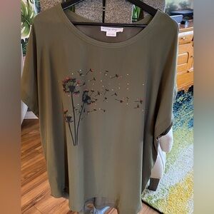Every Story Khaki Floral Women's Blouse, 3x